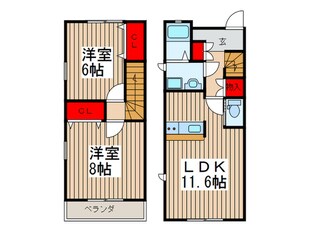 メゾネット若葉の物件間取画像